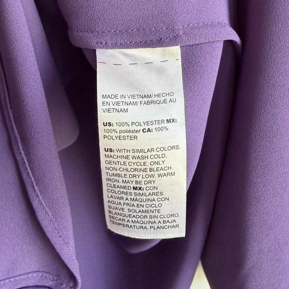 Chico's Dusty Purple 3/4 Sleeve V Neck Chiffon Blouse Size 3 - Picture 5 of 5